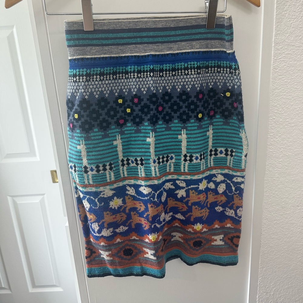 Anthropologie Colorful Patterned Knit Sweater Skirt